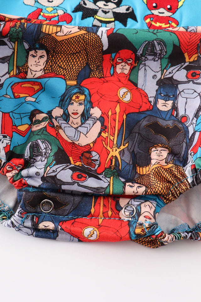 Blue  hero character embroidery boy bubble