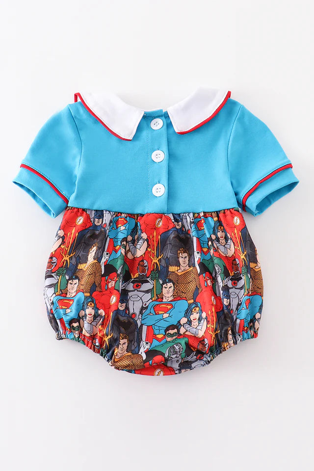 Blue  hero character embroidery boy bubble