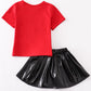 Red bulldog sequin laser skort set