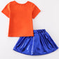 Orange Florida sequin laser skort set