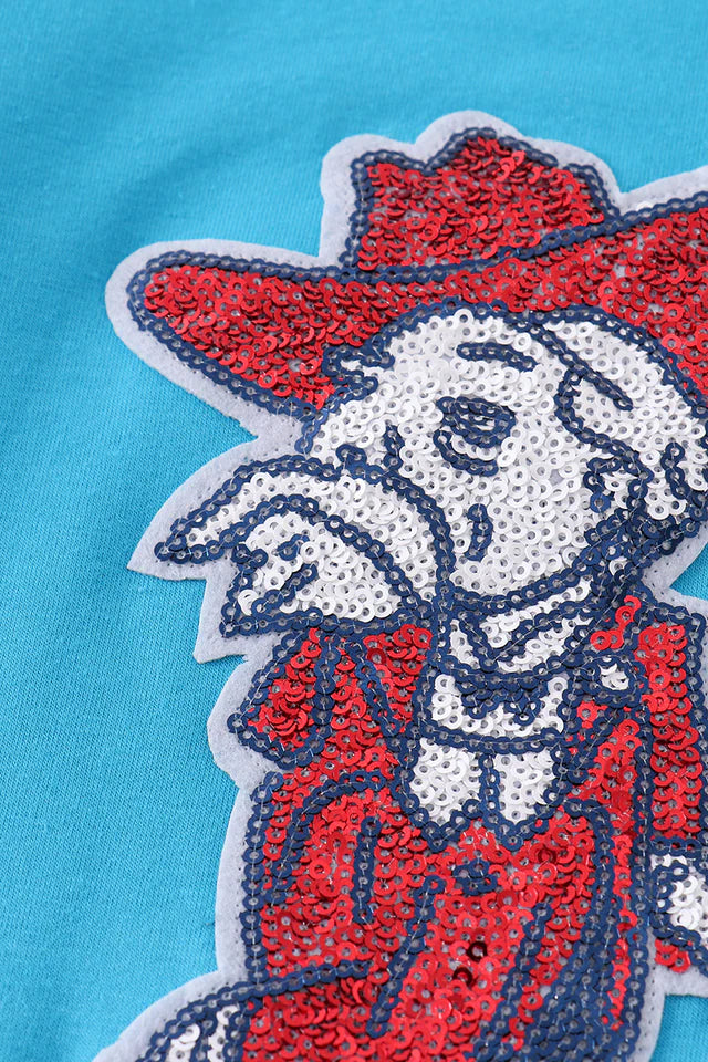 Blue OLE MISS sequin laser skort set
