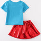Blue OLE MISS sequin laser skort set