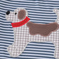 Navy stripe puppy applique boy set