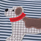 Navy stripe puppy applique boy jonjon