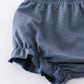 Navy stripe puppy applique girl bloomer set