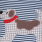 Navy stripe puppy applique girl set