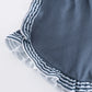 Navy stripe puppy applique girl set