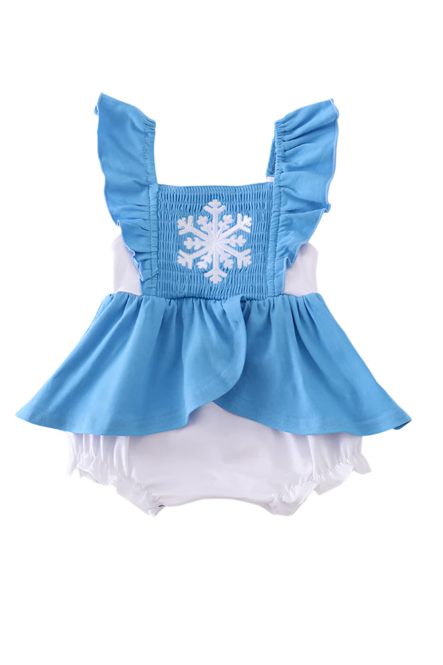 Blue frozen smocked girl bubble