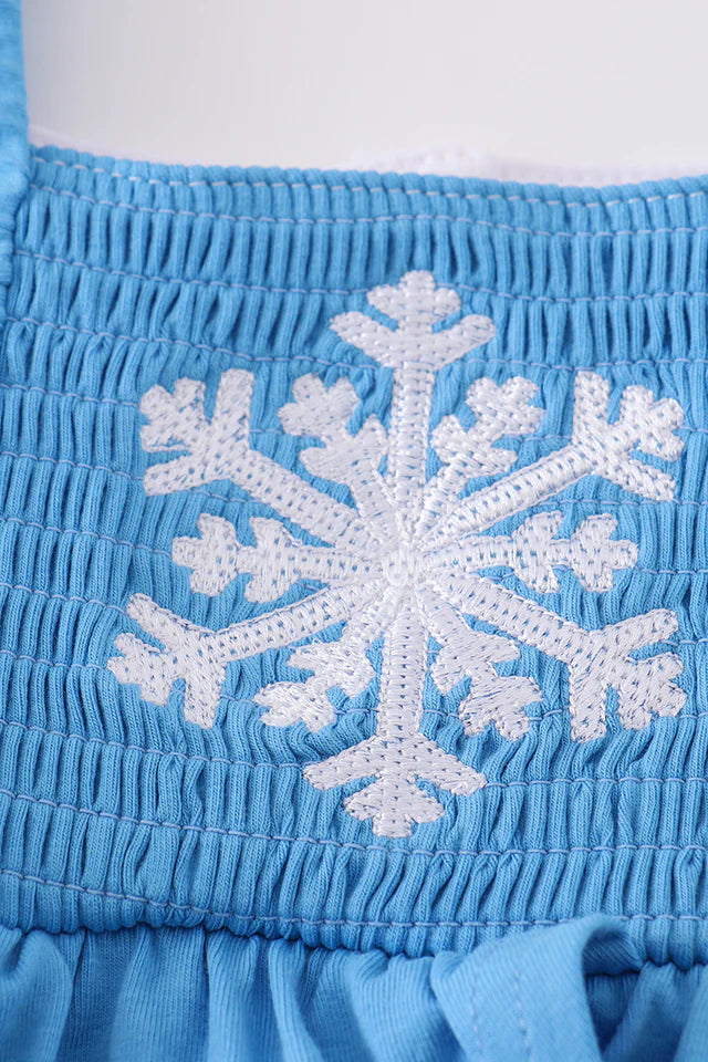 Blue frozen smocked girl bubble 9M Blue frozen smocked girl bubble 9M