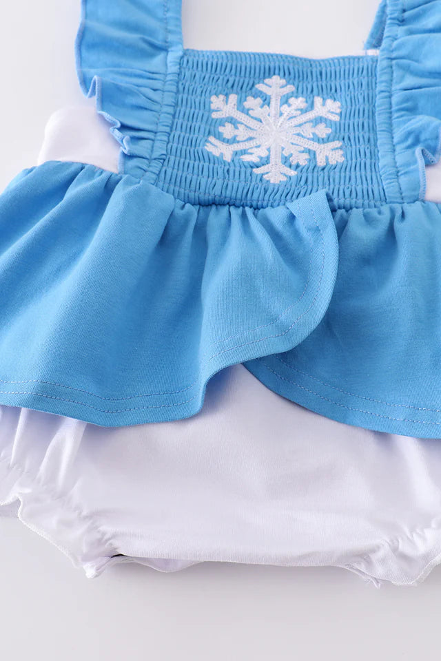 Blue frozen smocked girl bubble 9M Blue frozen smocked girl bubble 9M