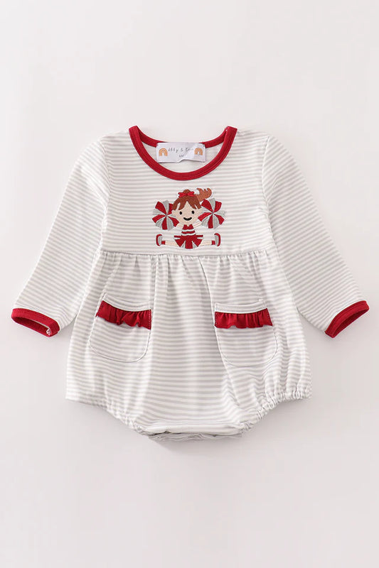 Grey stripe cheer team girl bubble
