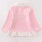 Pink character embroidery girl pullover
