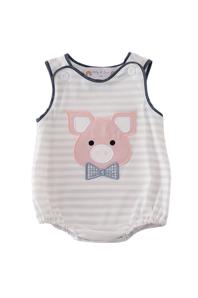 Pig applique boy bubble