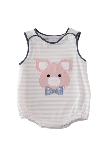 Pig applique boy bubble