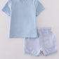 Blue seersucker crayfish embroidery boy set