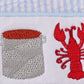 Blue seersucker crayfish embroidery boy bubble