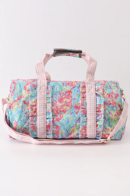 Pink strap floral travel bag
