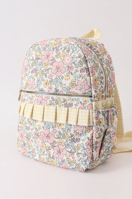 YELLOW FLORAL RUFFLE BACKPACK