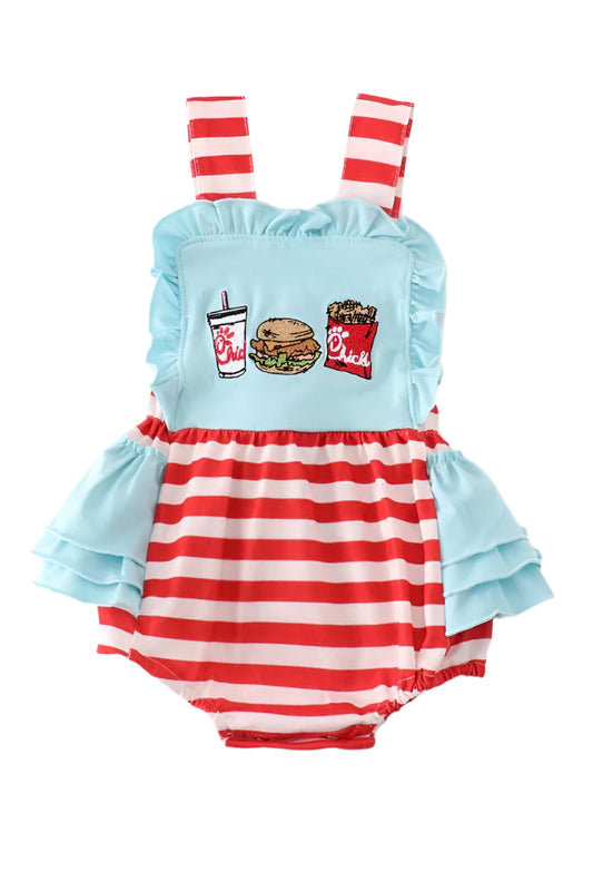 Red stripe chick fil a embroidery girl bubble