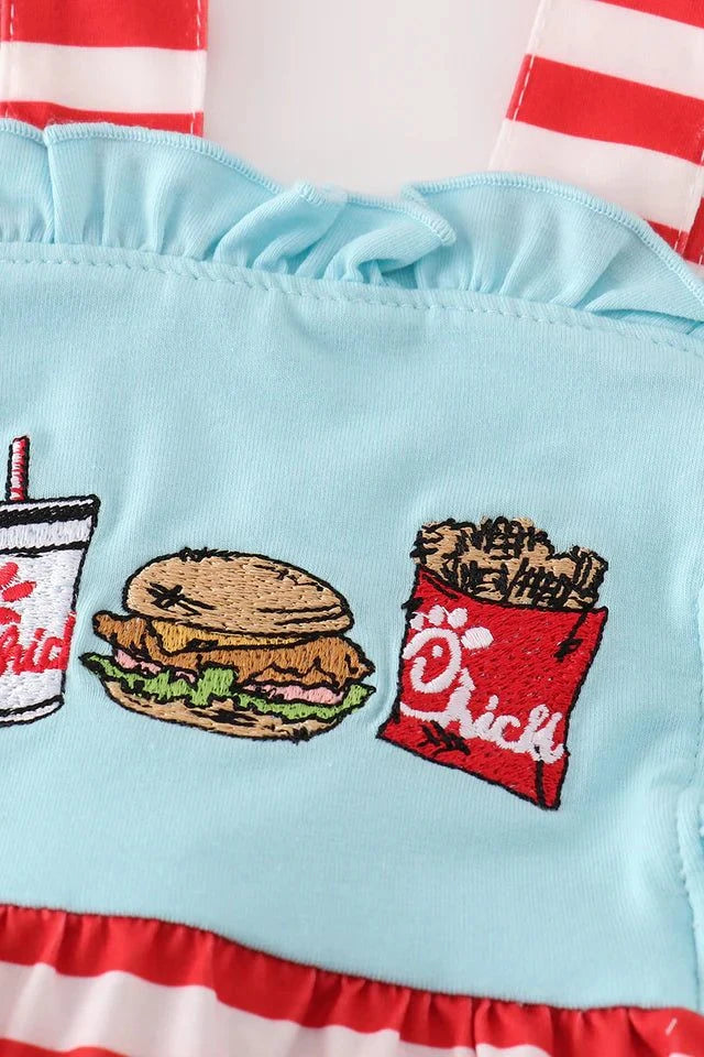 Red stripe chick fil a embroidery girl bubble