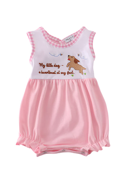 Pink puppy embroidery girl bubble