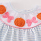 Blue stripe pumpkin french knot girl bubble