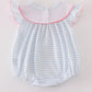 Blue stripe pumpkin french knot girl bubble