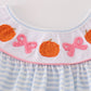Blue stripe pumpkin french knot girl dress