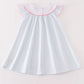 Blue stripe pumpkin french knot girl dress