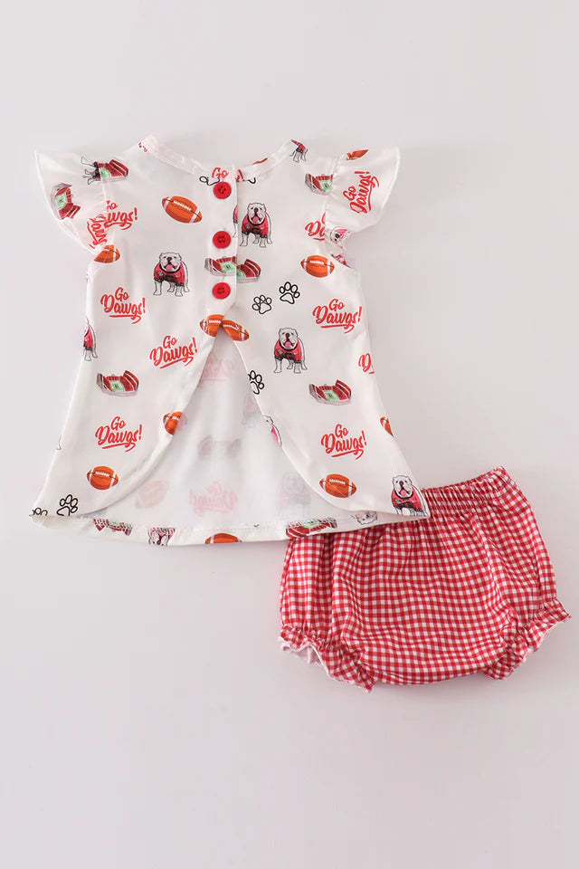 Go Dawgs print baby girl set