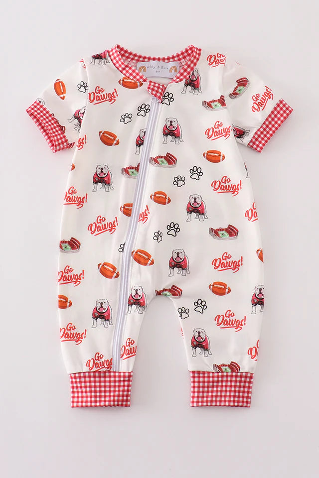 Go Dawgs print boy romper-Georgia