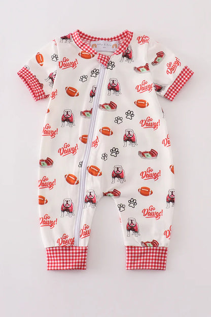 Go Dawgs print boy romper-Georgia