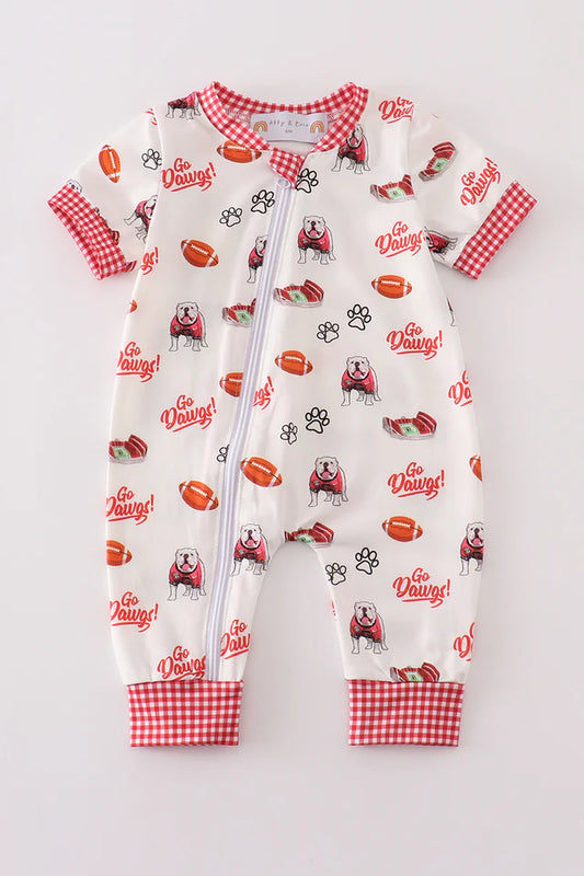 Go Dawgs print boy romper-Georgia