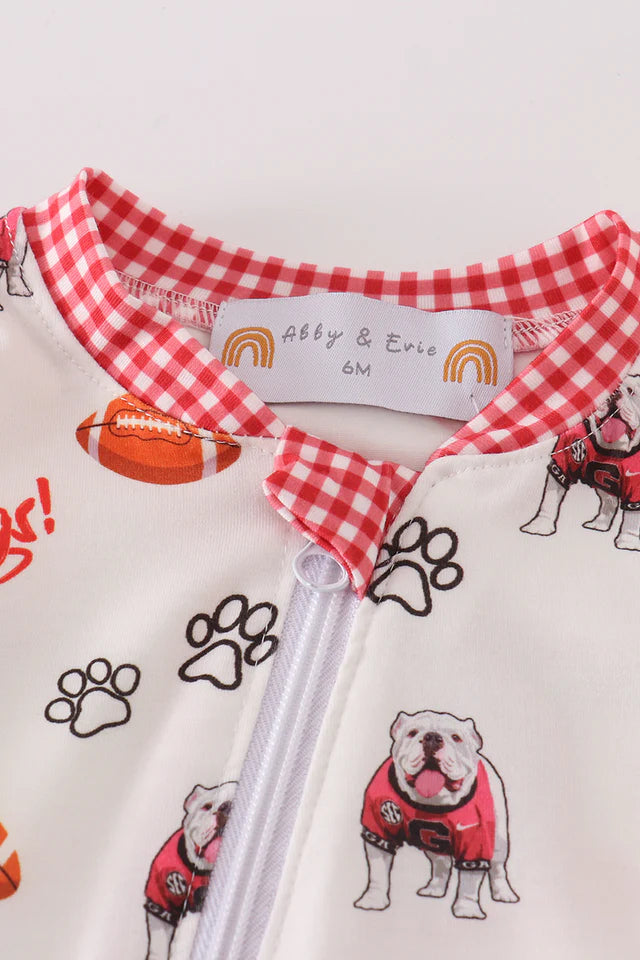 Go Dawgs print boy romper-Georgia