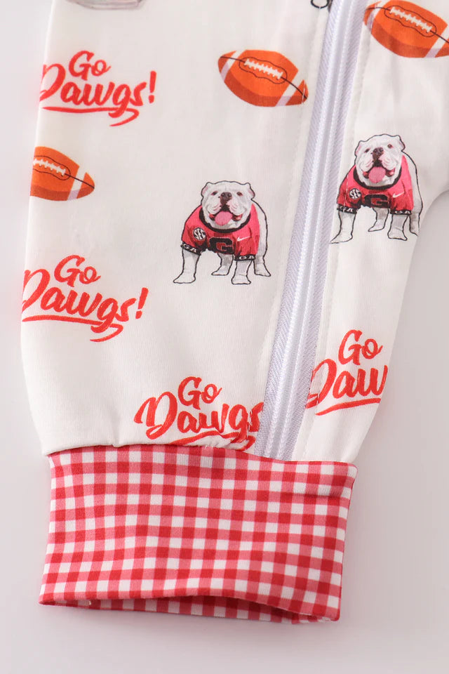 Go Dawgs print boy romper-Georgia