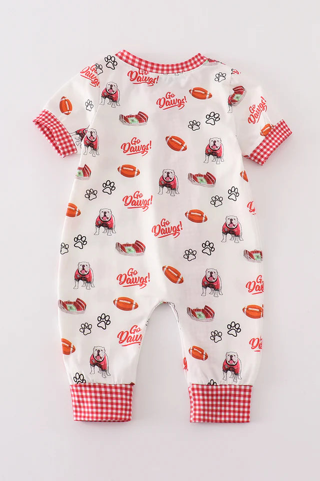 Go Dawgs print boy romper-Georgia