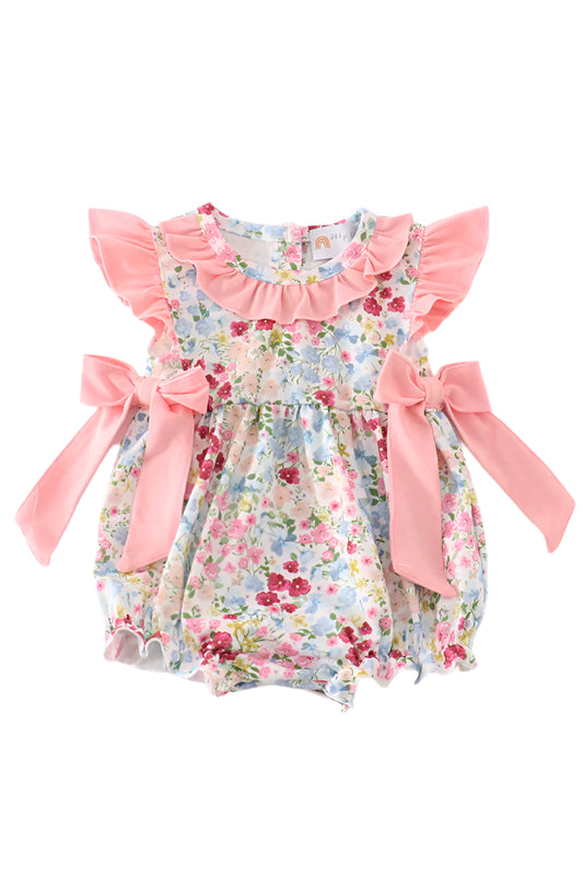 Pink floral print ruffle bubble