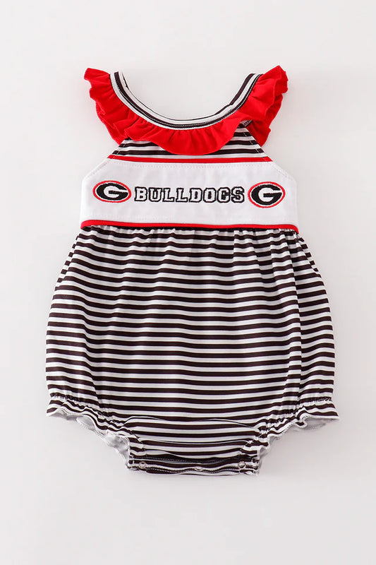 Black Georgia bulldogs embroidery stripe girl bubble