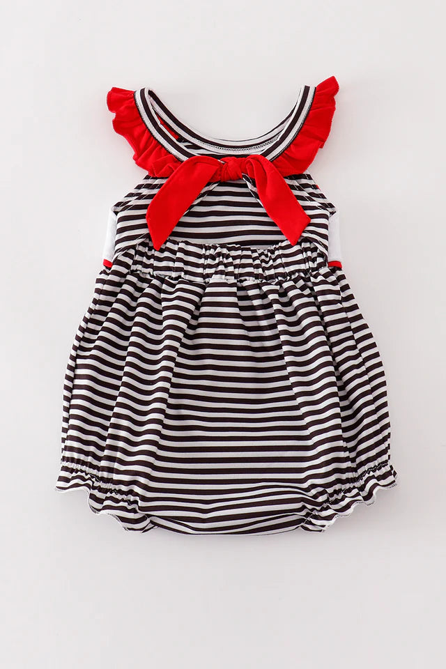Black Georgia bulldogs embroidery stripe girl bubble