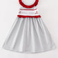 Maroon ROLL TIDE embroidery stripe dress