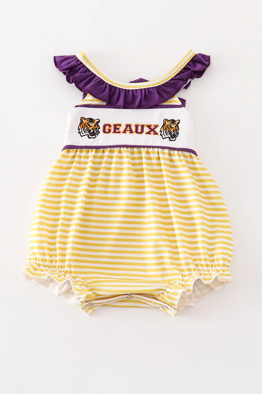 Purple gold GEAUX embroidery girl bubble