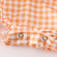 Orange halloween embroidery plaid girl bubble