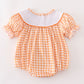 Orange halloween embroidery plaid girl bubble