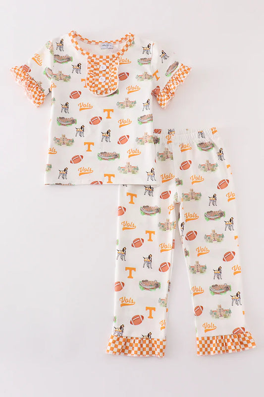 Tennessee football baby girl pajamas set