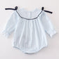 Navy nativity embroidery gingham girl bubble