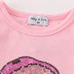 Pink christmas santa claus sequin baby girl set