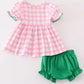 Pink christmas tree french knot baby set