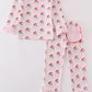Pink Christmas Santa claus print girl pajamas set