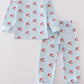 Blue christmas santa claus unisex pajamas set