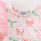 Pink christmas holly bow print girl bubble